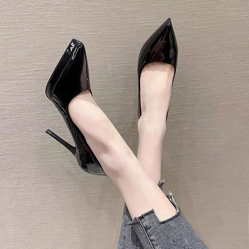 Patent leather sexy women's shoes fashion pointed tip thin heel temperament high heels fairy style simple single shoes woman