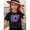 European Sizes Number 67 Shadow Cute Girl's Short Sleeve Children's Clothing Summer Outfit, Breathable Comfortable Fashionable Girls' T-shirt