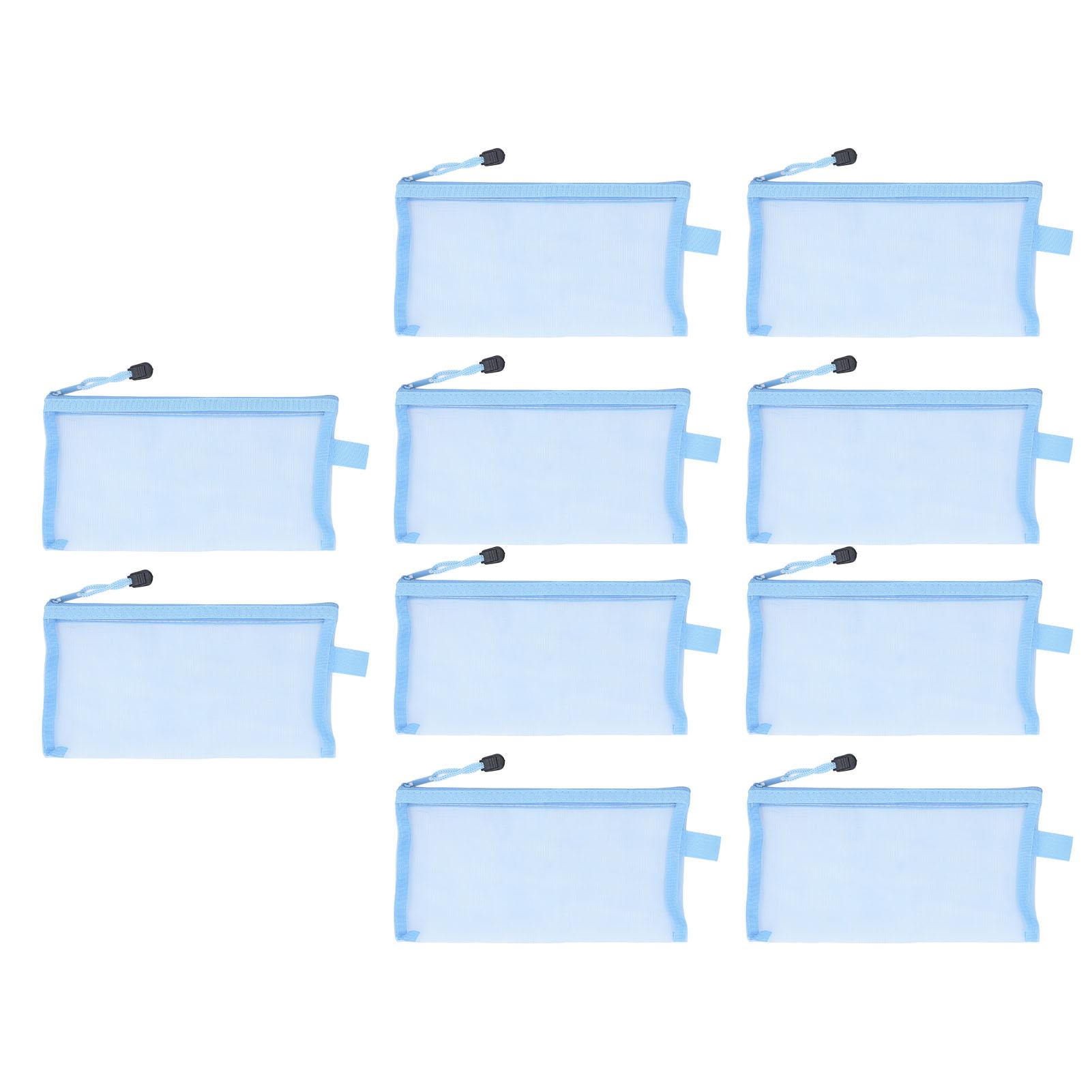 

10 шт. нейлоновый сетчатый пенал с застежкой-молнией, водонепроницаемый, устойчивый к разрывам, папки для документов формата А6 синий