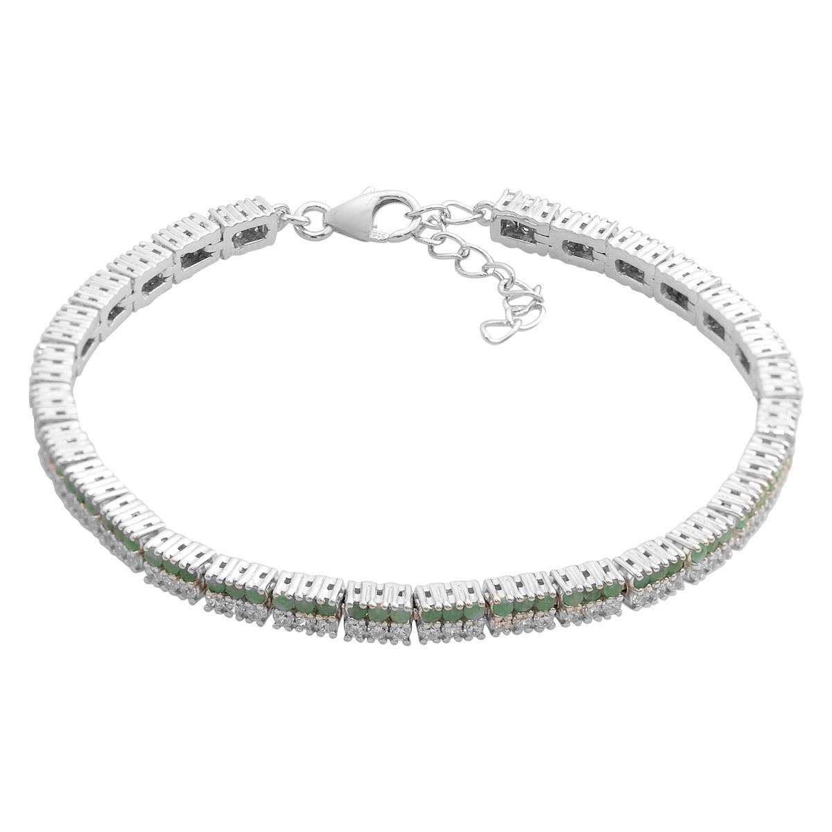 

Silver bracelet with a natural emerald 4.122ct, item weight 10.45 g (2205814) 17-20cm смарагдовий