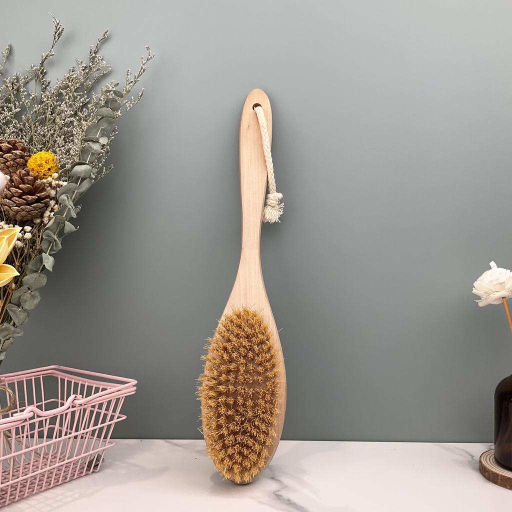 Charming Long Handle Detachable Natural Boar Bristles Bath Brush Exfoliating Massage Back Scrubber Dry Brushes for Skin Product