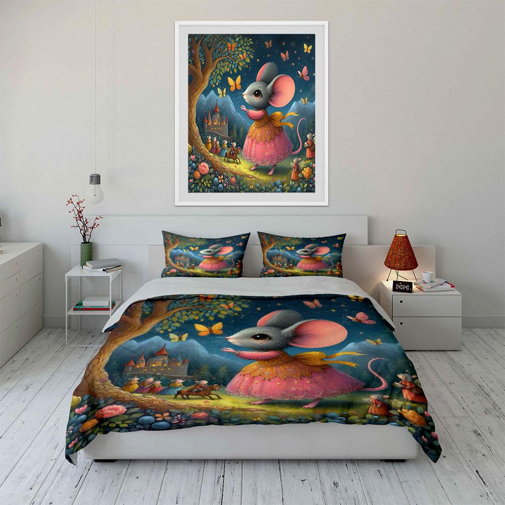 Whimsical Mouse Fairyland Adventure Bedding sets Duvet covers Pillowcases(1* Duvet Cover 2* Pillowcases without duvet insert)