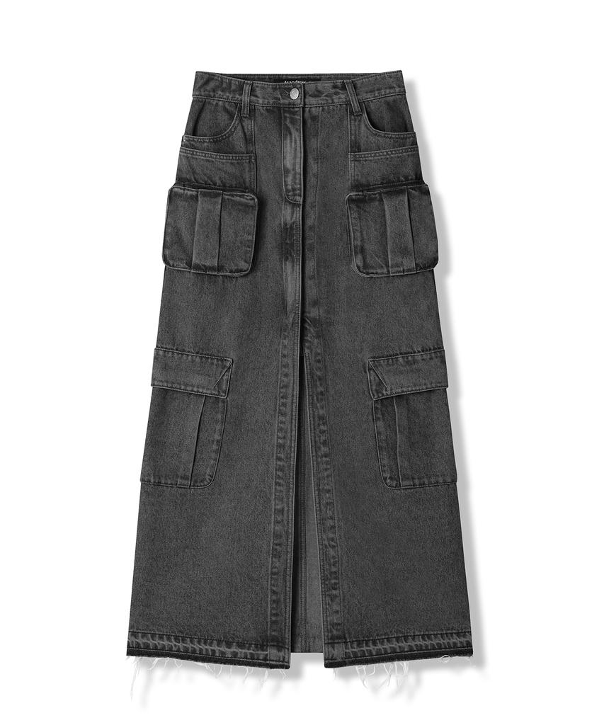 AVANDRESS Evelyn Long Denim Skirt Blue