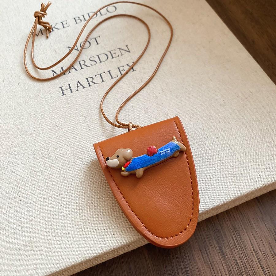 Damen Kunstleder Nackentasche Halskette für Kopfhörer & Brillen mit Schlüsselbein-Kette