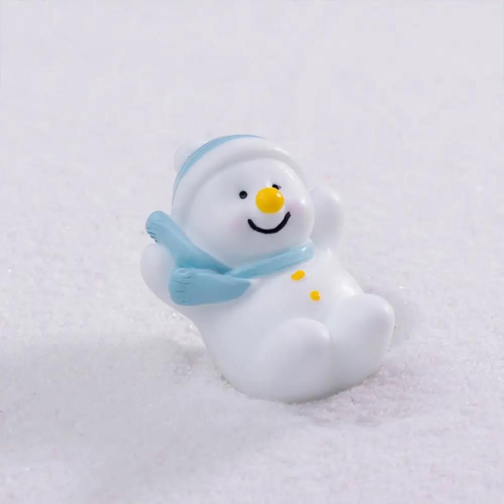 Gift Christmas Mini Snowman Figurine Accessories DIY Cartoon Snow Man Doll White Fairy Garden Desktop Knick-Knack