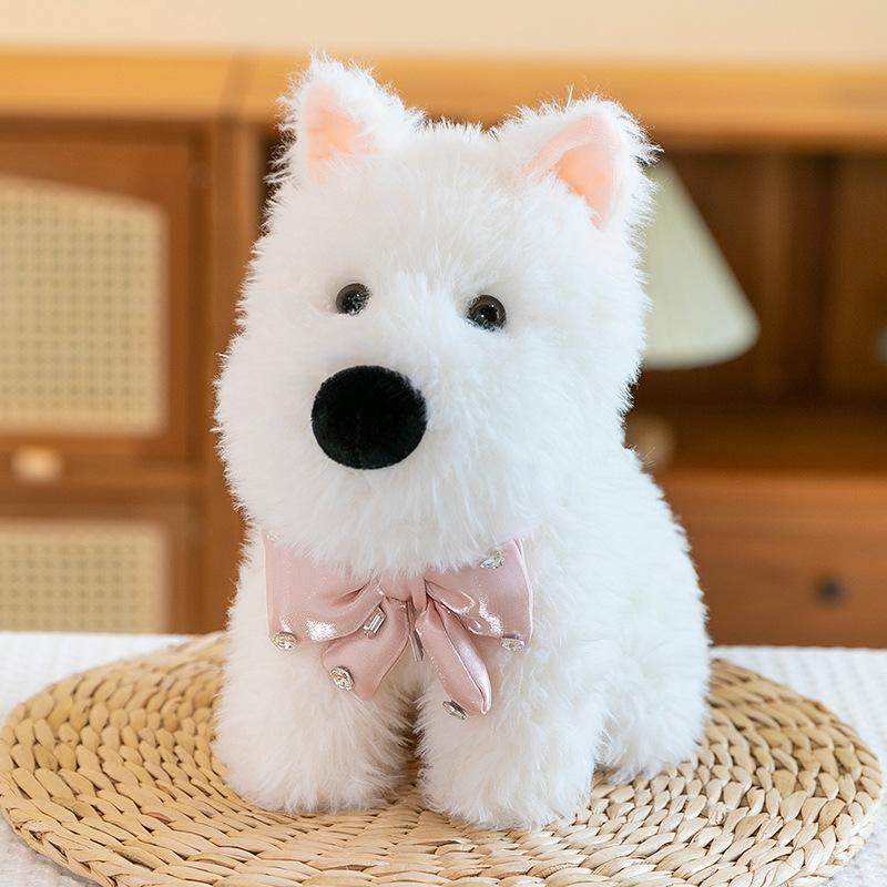 Cute Bow West Highland Dog Doll Backpack Scribbled Puppy Clothes Plush Toy