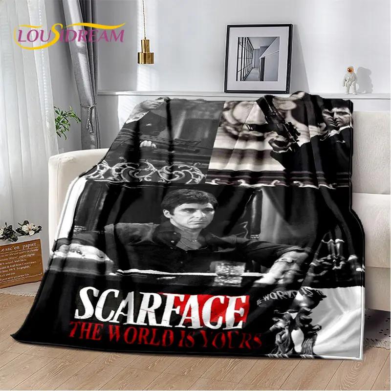 Film Scarface Tony 3D-Druck Weiche Plüschdecke, Flanelldecke Überwurfdecke für Wohnzimmer Schlafzimmer Bett Sofa Picknick Abdeckung