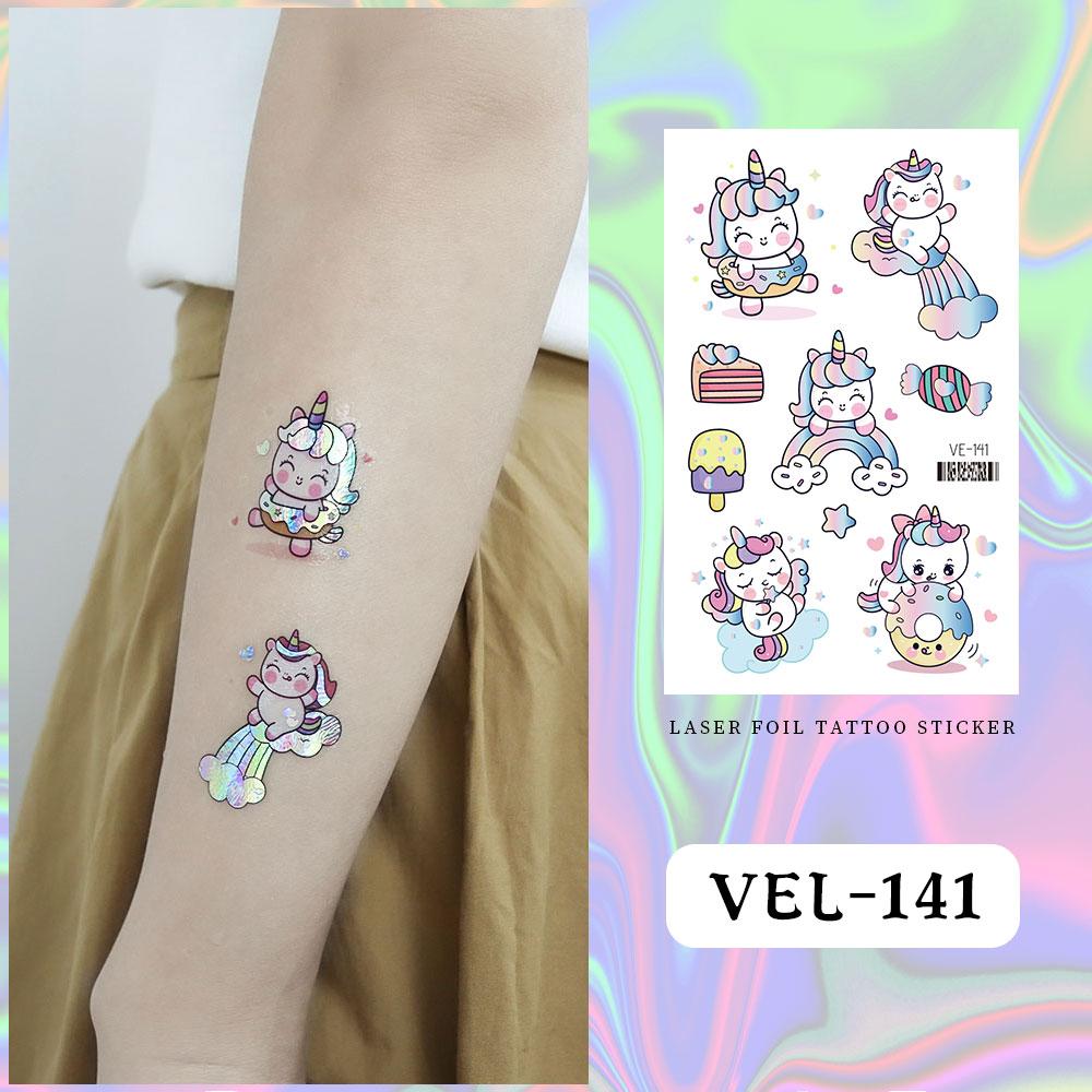 

Детские съемные временные мультяшные единороги и динозавры, лазерная татуировка из фольги, гоночный автомобиль, натурщики 120*75mm