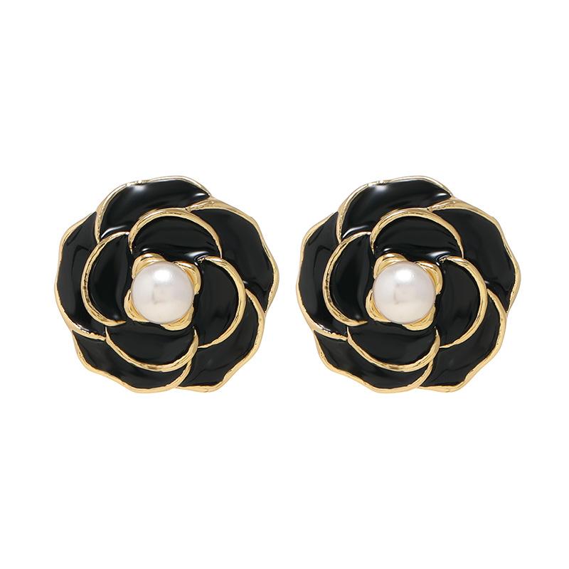 Xiaoxiang Camellia Stud Earrings, High-end Temperament Retro Earrings, New Trendy Flower Elegant Earrings, Women
