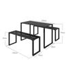 Garden Set for 4 People, 1 Table & 2 Benches, Metal, Black