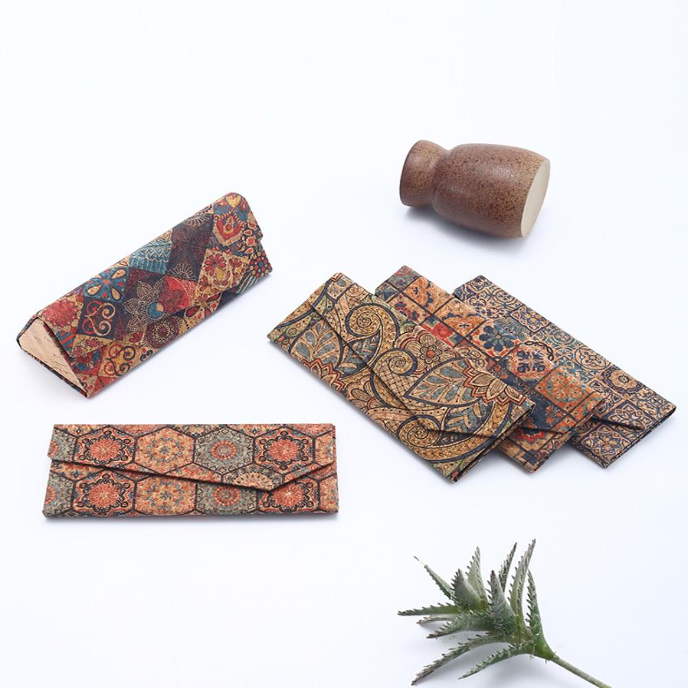 

Retro Cork Folding Triangle Glasses Case for Men Women Sunglasses Box Portable Travel Glasses Storage Box Eyewear Accessories