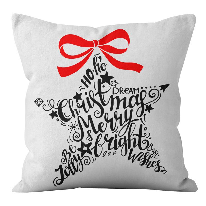 Christmas Pillow Cover Holiday New Year Decoration Sofa Pillow Simple Cartoon Letter Car Pillow Cover
