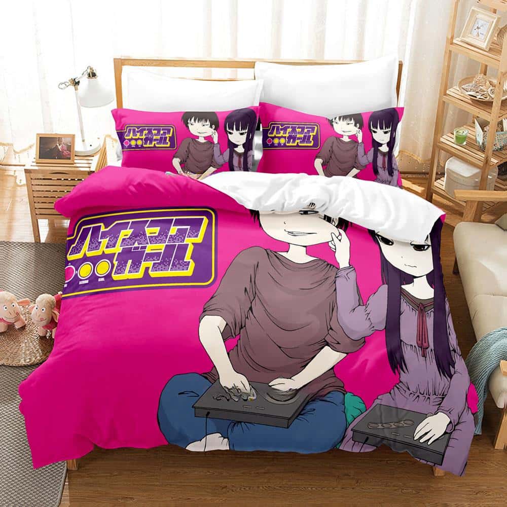New Kawaii Hi Score Girl Bedding Set Single Twin Full Queen King Size Bed Set Adult Kid Bedroom Duvet cover Sets Girls Anime Bed