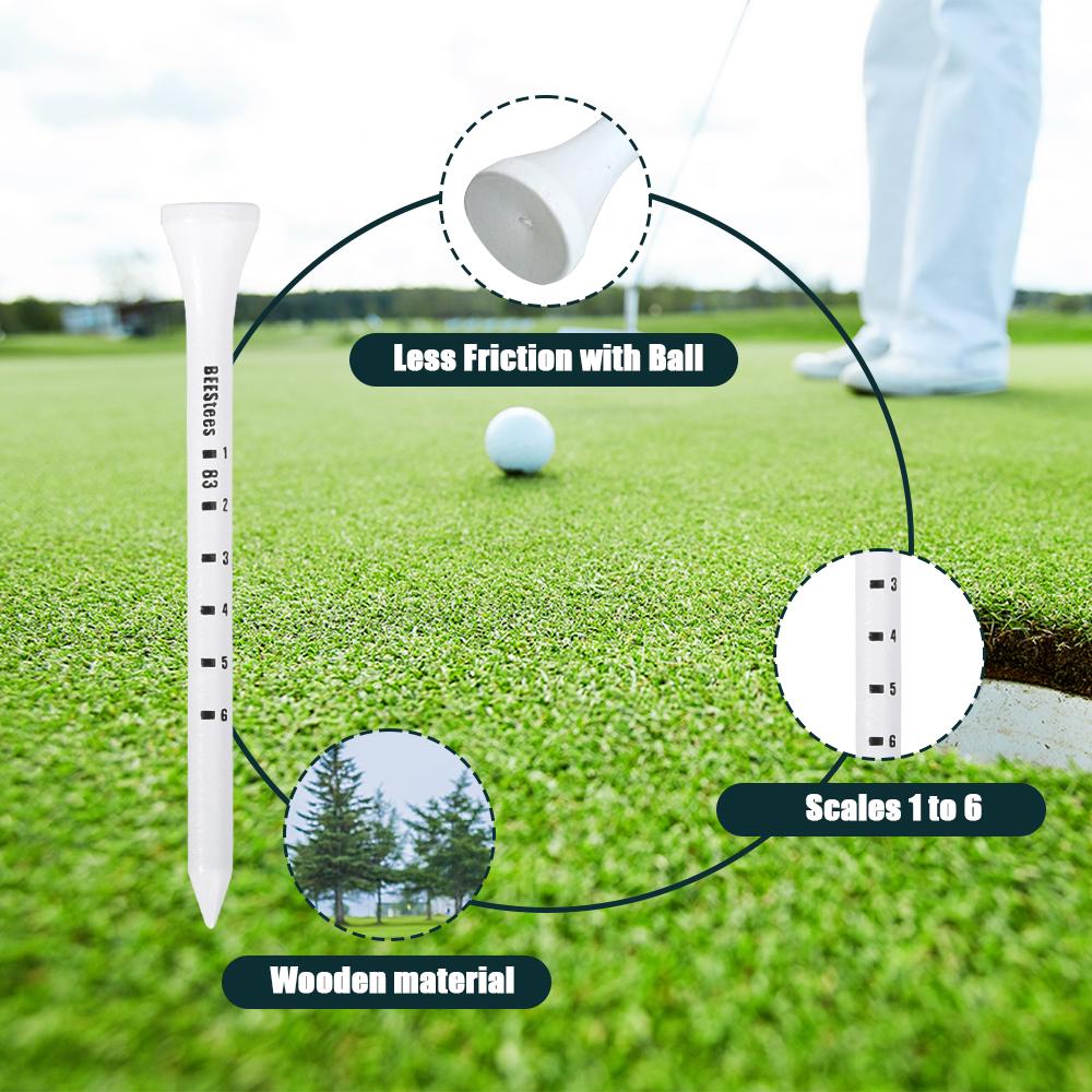 50pcs Premium Wooden Golf Tees with Height Markers - Non-slip Design for Ball Position Durable Golf Accessories
