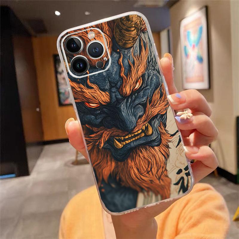 Japanese Oni Mask Devil Art Phone Case Carcasa Funda For iPhone 17 Pro Max Air 17 16 15 14 13 Pro Max 15 16 Pro 15Plus