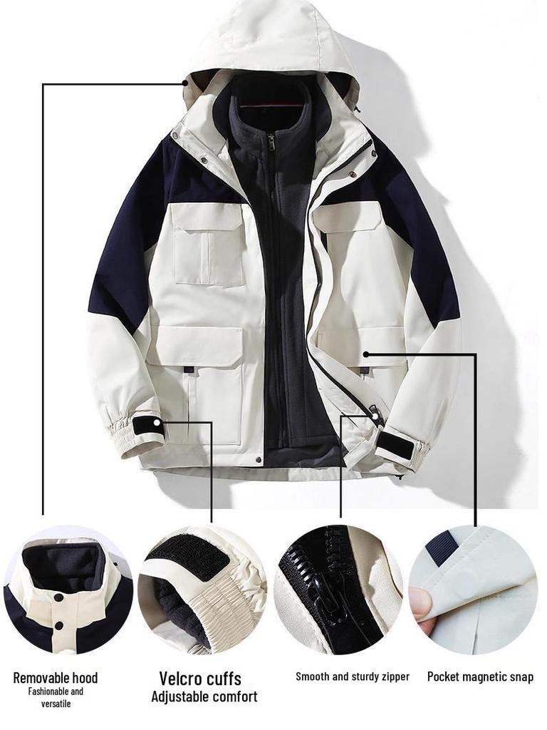 Custom Camouflage Three-in-One Jacket with Logo, Men's/Women's Fleece Workwear for Autumn/Winter, Made-to-Order with Custom Printing