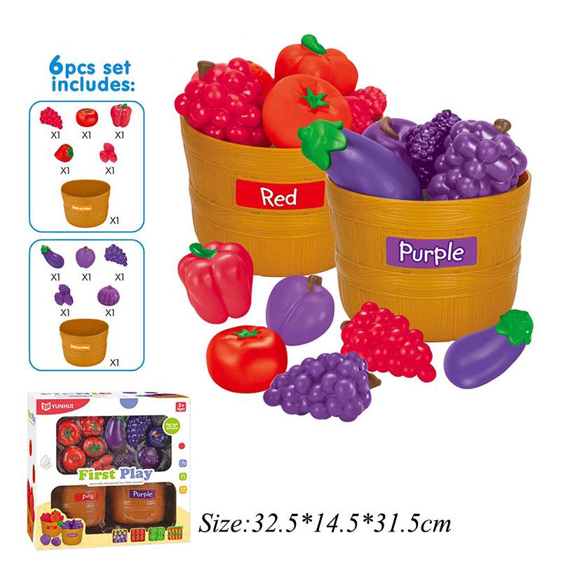 Цветные игрушки Монтессори с фруктами/овощами, имитация еды, ролевые игрушки, ролевые игры, кухонная классификация пищевых цветов, развивающие игрушки