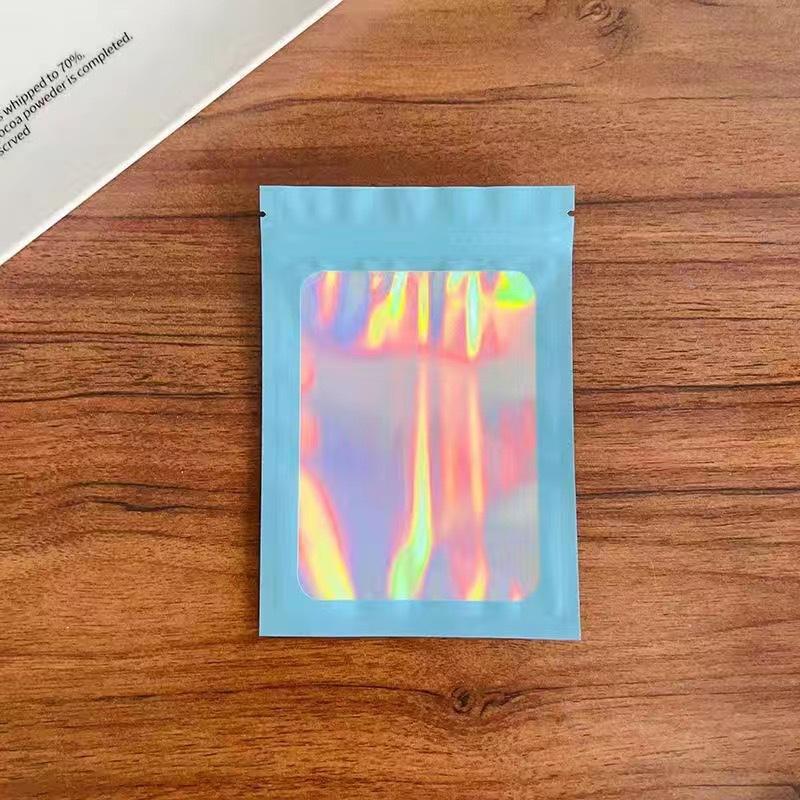 

50 шт. лазерная герметизация пакетов пластиковых голографических конфетных пищевых мешочков многоразового использования ожерелье ювелирных изделий подарочная упаковка кухонная сумка для хранения 50pcs