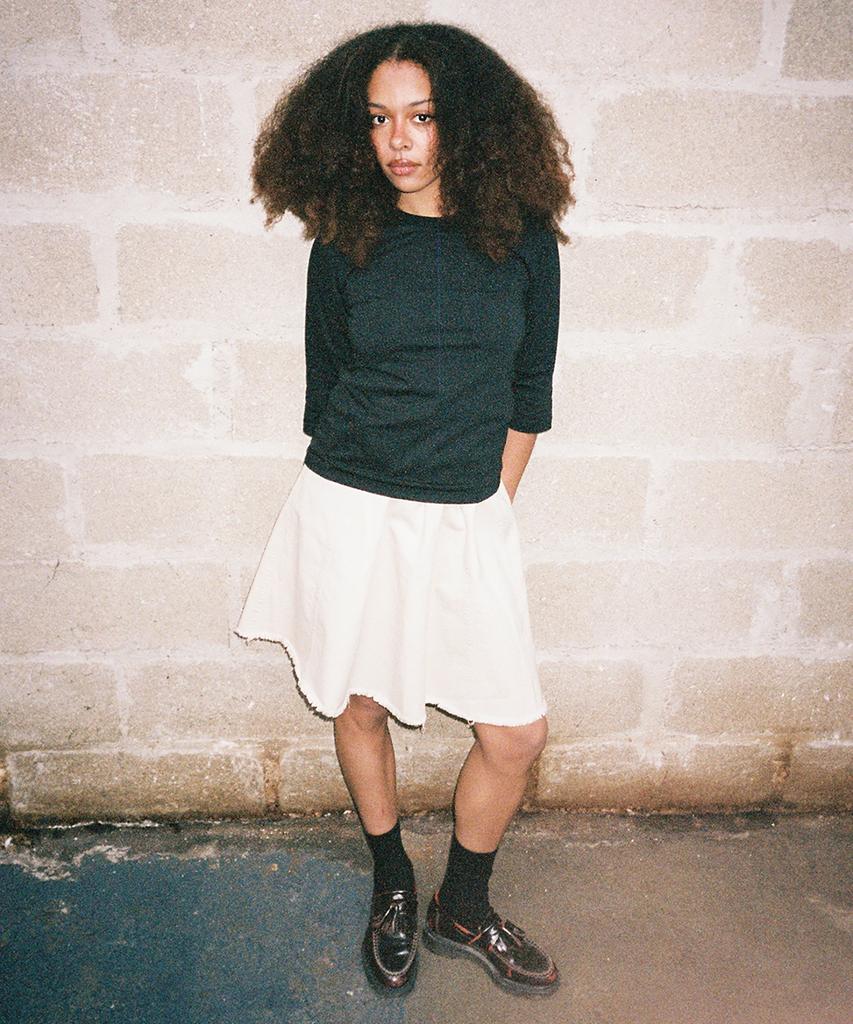 Pabeo Panel Flare Skirt (Raw Beige)