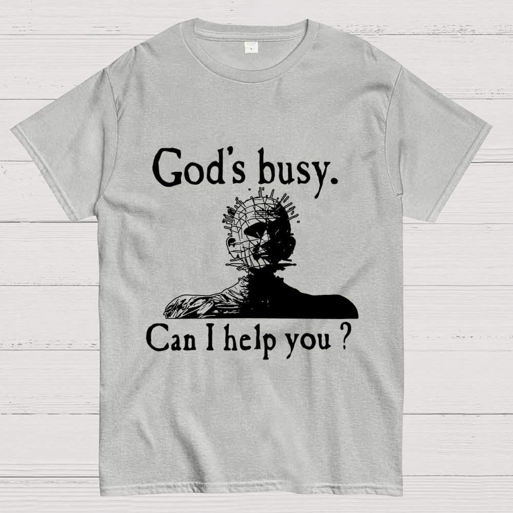 Dio è Occupato Posso Aiutarla? T-shirt Casual Estiva Unisex 100% Cotone Fresca Larga