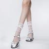 Lace bow ballet style polka dot short socks, summer thin sheer mesh girls' calf socks, Mary Jane socks