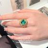 Lychee Frozen White Chalcedony Honeycomb Gemstone Ring Vintage Plated 18K Gold, Iris Purple Large Carat Zircon Ring
