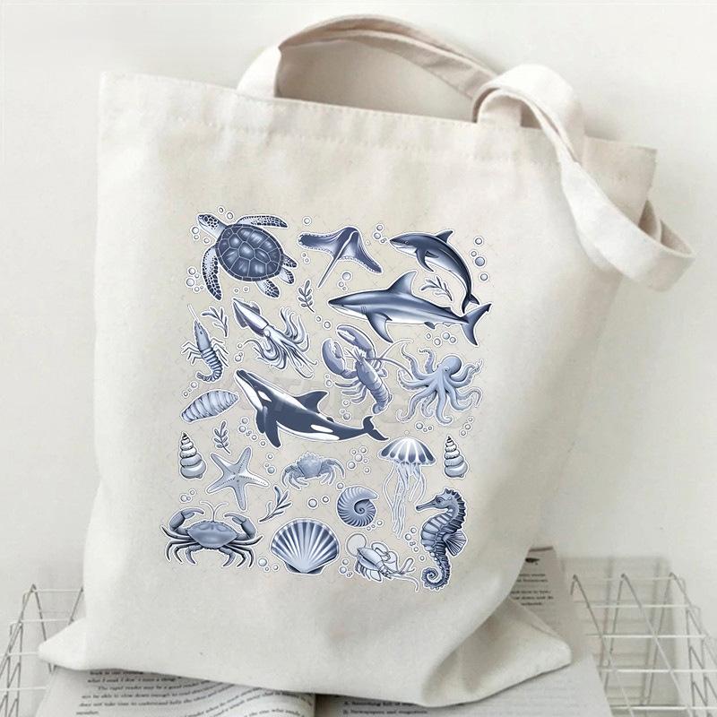 Ocean Animal Trend Shoulder Bag Daily Versatile Commuter Student Tutoring Bag
