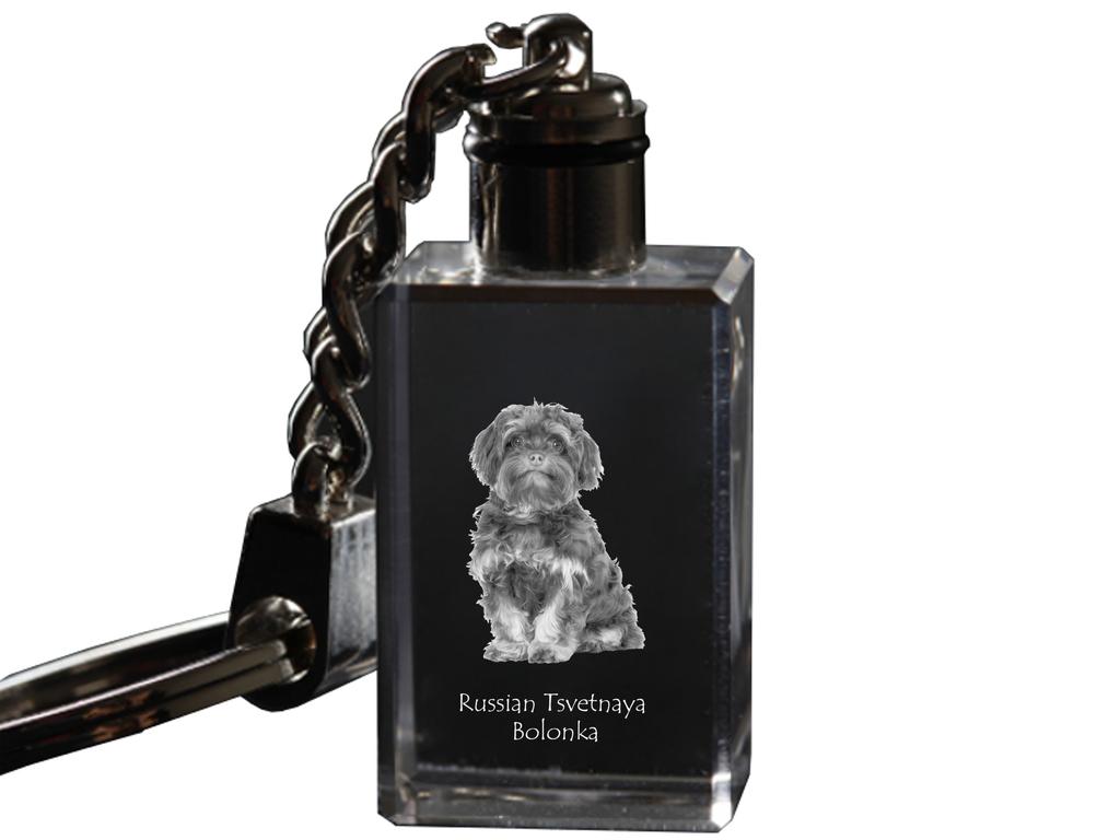 Bolonka, Rosyjska Kolorowa Bolonka - Kryształowy brelok ze zdjęciem psa, podświetlany brelok, unikalny prezent marki Art-Dog