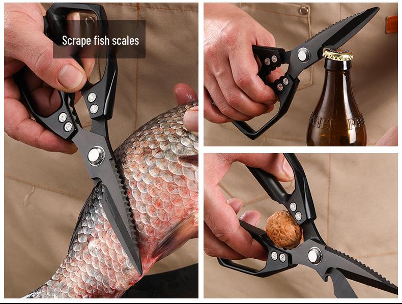 Japanese 7th Gen Multifunctional Kitchen Scissors: Powerful Stainless Steel SK5 for Fish & Chicken Bones