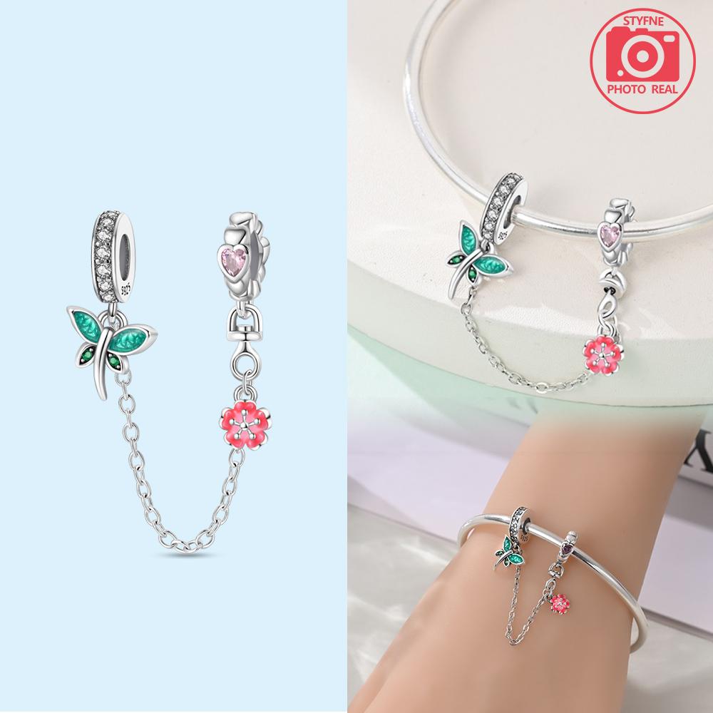 Purple Flower Safety Chain copper Colors Ideal For Charm Bead Charms copper Colors Authentic Bracelets for Jewellery Making