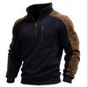 Men's Stand-up Collar Pullover Zipper Sweatshirt with Color-blocking and Fashionable, Casual and Warm Men's Sweatshirt
