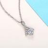 Silver Plated Round Cut CZ Solitaire Pendant Necklace, Twisted Accent Cable Chain Necklace for Women