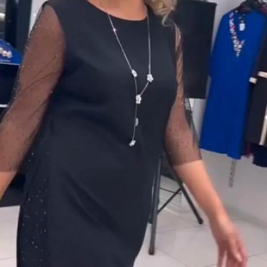 2024 Women's Sequin Patchwork Side Slit Slimming Lace Dress