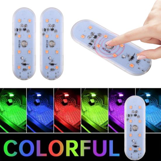 Car LED Light 7 Color Changing Waterproof Scratch-Resistant Mini Size Rechargeable Touch Control Auto Interior LED Light