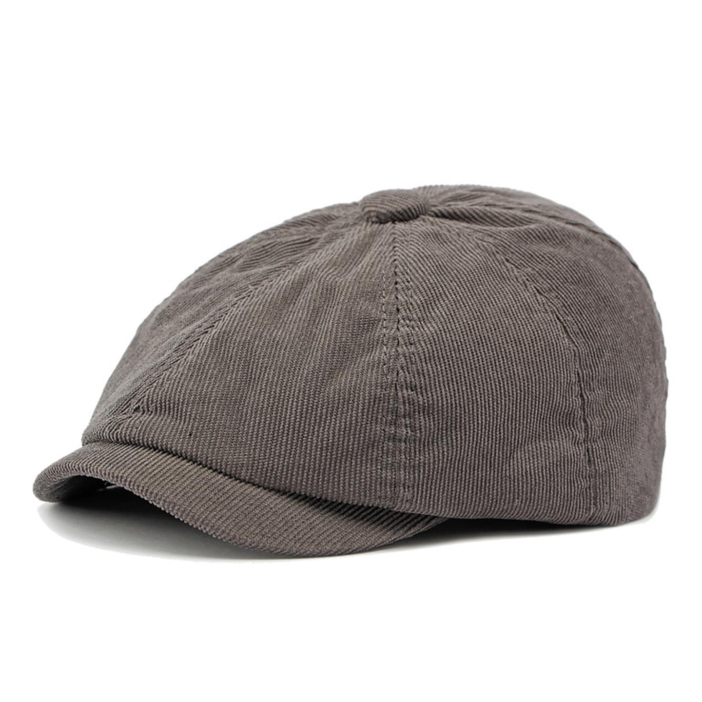 

Retro Winter Corduroy Newsboy Caps Woman Solid Color Flat Cap Men Warm Vintage Berets Outdoors Casual Octagonal Cap Gatsby Hat 56-59CM серый