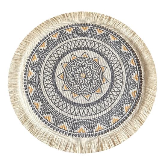 Yousheng Vintage Round Coasters, Pastoral Cotton Linen Placemats, Soft Jute Tassels Drink Mats, Handwoven Table Pads Mats Accessories