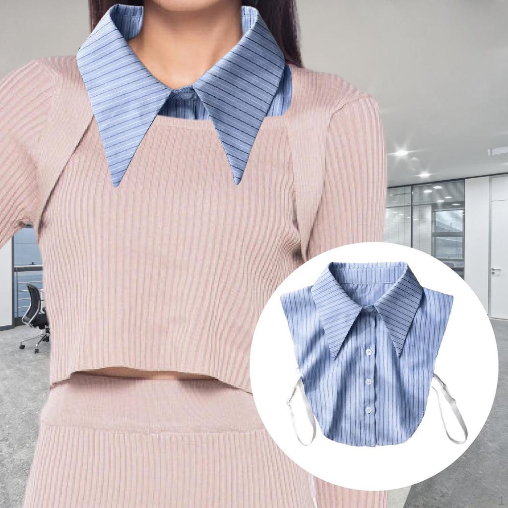 Fake Neck Blue Striped Accessories Detachable Dickey