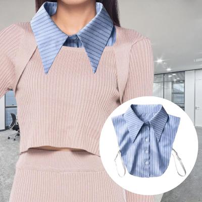 Fake Neck Blue Striped Accessories Detachable Dickey