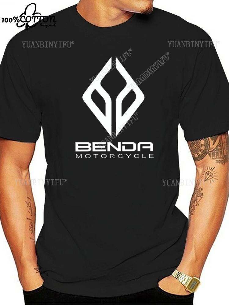 Harajuku Benda Motorcycle Logo printed T-shirt 100%Cotton top Unisex shirt short sleeve O-neck Loose Street Fashion