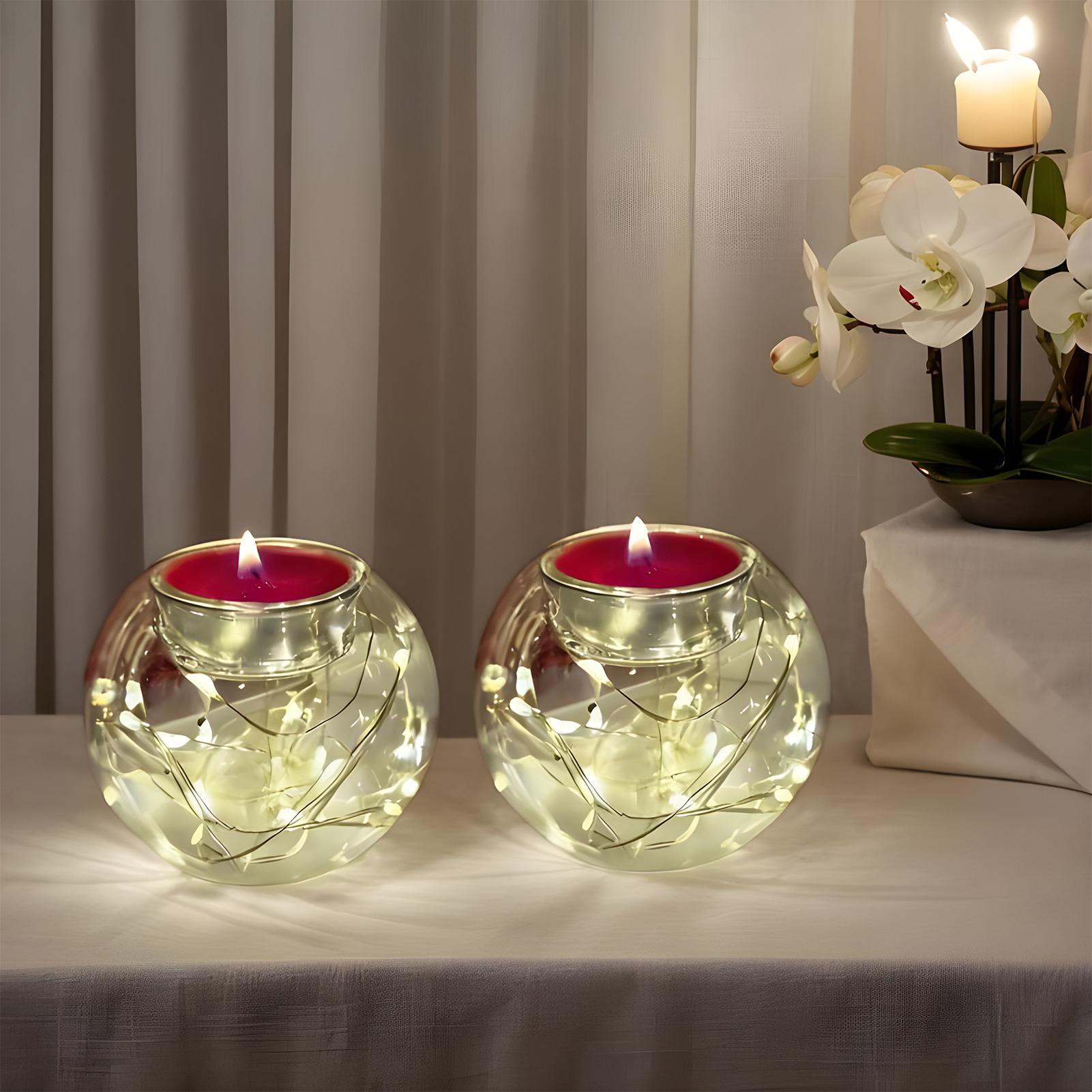 Tealight Candle Holders Translucent Glass Heat Resistant Christmas Tea Lights Candle Holder For Party Tree Wedding Indoor