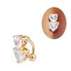 Omvendt Crystal Zircon Bar Belly Ring Gull Body Piercing Button navle To hjerter