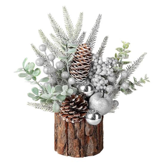 Small Christmas Tree Artificial Christmas Tree with Pine Cone Berry Ornaments Home