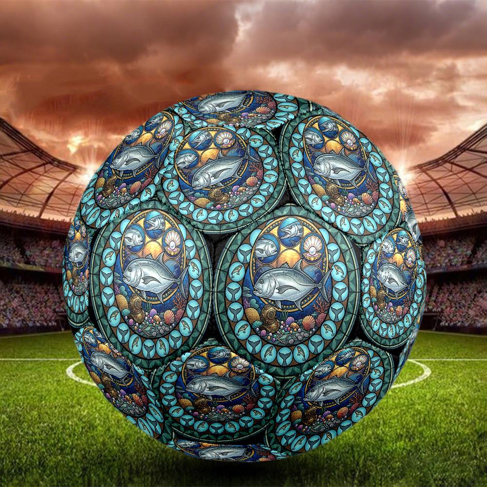 Underwater Marine Life Round Football Size 5 Adult Ball Suitable for Training Matches and Outdoor Team.