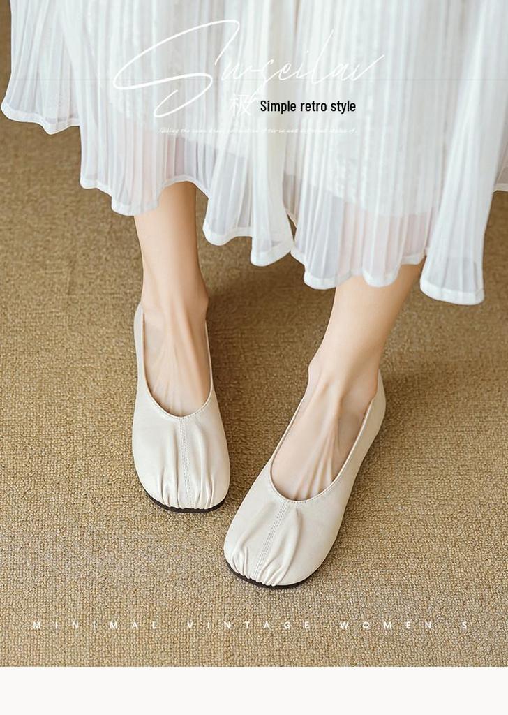 Women's 2025 Genuine Leather Vintage Slip-On Flats - Soft Sole Versatile Spring Shoes