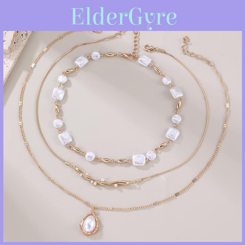 Collier pendentif en alliage forme géométrique pour femmes avec éléments circulaires Tendance été