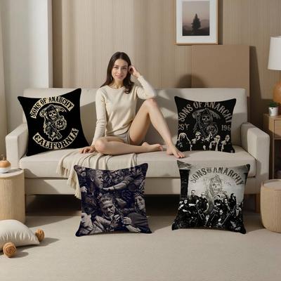 Classic Crime S-Sons Of A-Anarchy Stitch Lucky Dragon Pillow Cover Sofa Cushion Cover Home Room Decoration Children Gift