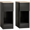 Set of Two Modern Storage Bedside Tables - Black