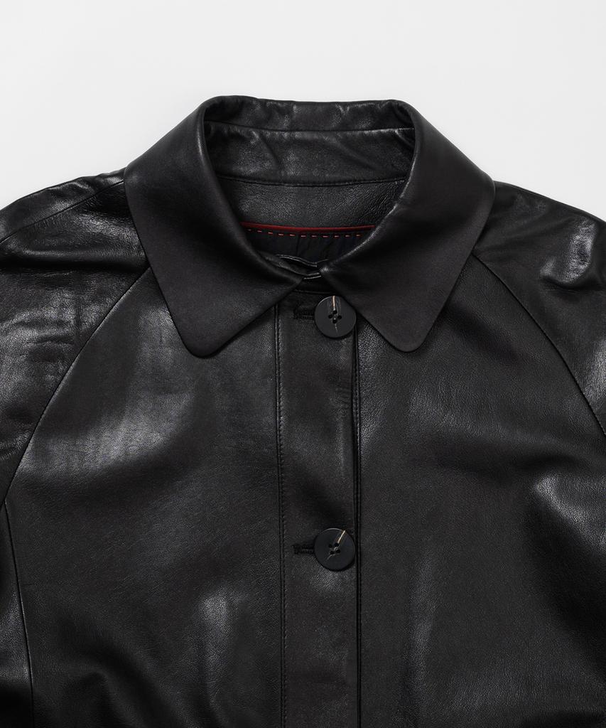 Leftseoul Vegetable Lambskin Balmacaan Coat [Black]