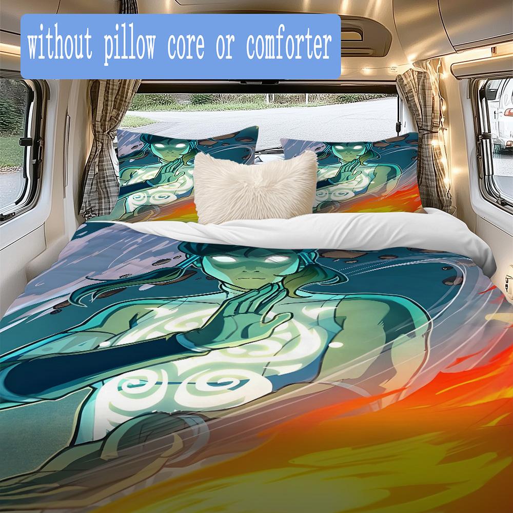 Korra Pattern Bedding,Quilt Set Quilt Cover Pillowcase Home Birthday Gift (1*duvet cover+2*pillowcase,without core)XSJT0917147