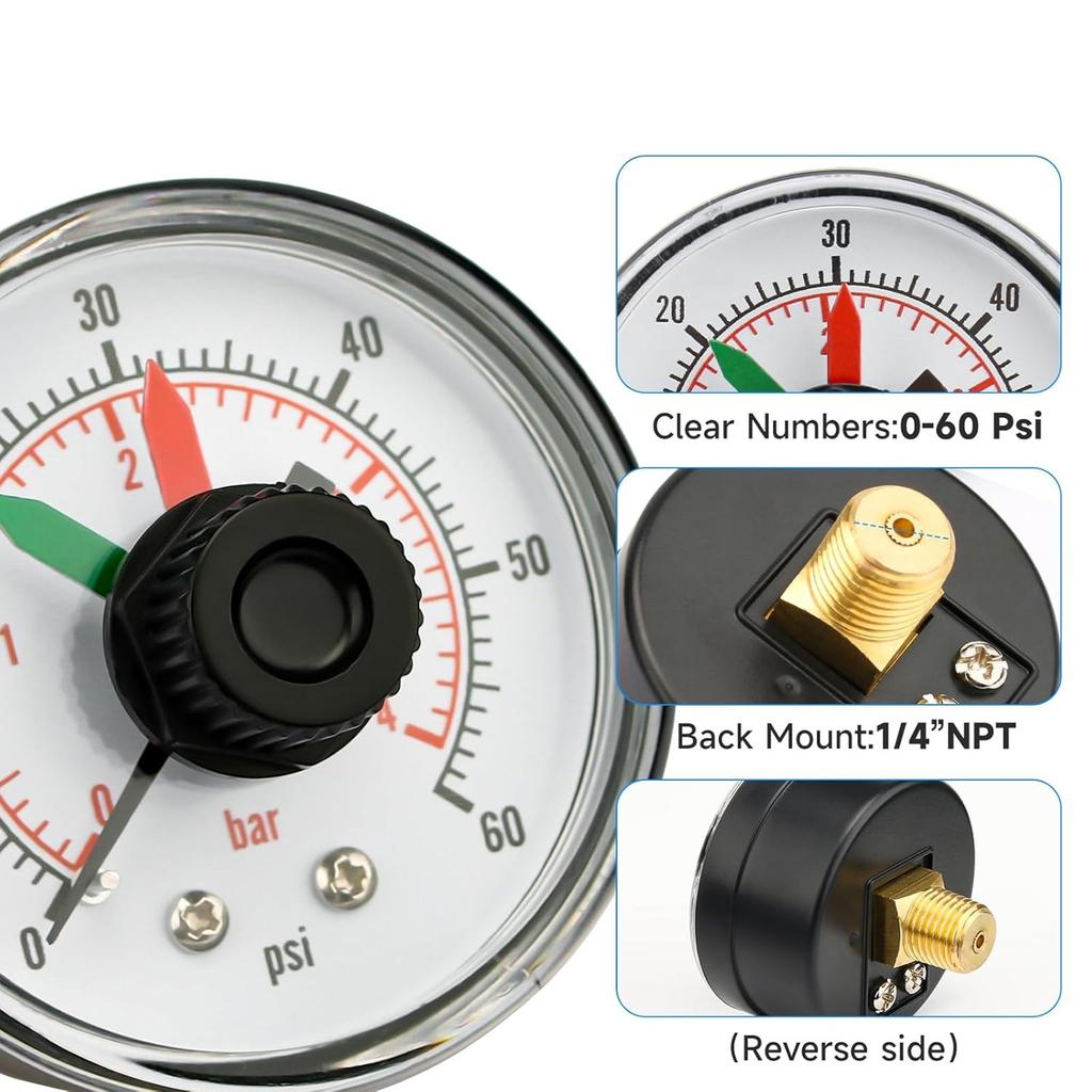 High Precisions Pressure Gauge for Pool and Spa Filters ECX2712B1Practical Swimming Pool Maintenance Accessories